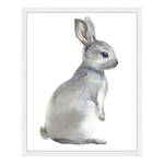 Afbeelding Watercolor Grey Rabbit massief beukenhout/acrylglas - wit - 43 x 53 cm