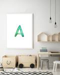 Quadro Letter A Faggio massello / Vetro acrilico - Bianco - 63 x 83 cm