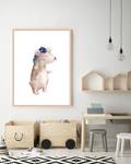 Quadro Sleepy Bear Faggio massello / Vetro acrilico - Naturale - 63 x 83 cm