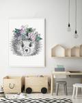 Afbeelding Hedgehog massief beukenhout/acrylglas - wit - 63 x 83 cm