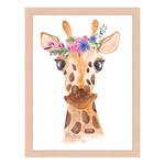 Quadro Watercolor Giraffe Faggio massello / Vetro acrilico - Naturale - 33 x 43 cm