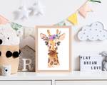 Bild Watercolor Giraffe Buche Massiv / Acrylglas - Naturell - 33 x 43 cm