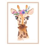 Quadro Watercolor Giraffe Faggio massello / Vetro acrilico - Naturale - 63 x 83 cm