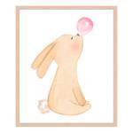 Bild Bunny Blowing Bubble Gum Buche Massiv / Acrylglas - Naturell - 53 x 63 cm