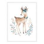 Tableau déco Cute Deer Hêtre massif / Plexiglas - Blanc - 63 x 83 cm