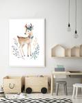 Tableau déco Cute Deer Hêtre massif / Plexiglas - Blanc - 63 x 83 cm