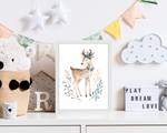 Quadro Cute Deer Faggio massello / Vetro acrilico - Bianco - 33 x 43 cm