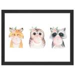 Tableau déco Funny Pet Friends Hêtre massif / Plexiglas - Noir - 33 x 43 cm