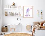 Quadro Unicorn Blowing Bubble Gum Faggio massello / Vetro acrilico - Naturale - 43 x 53 cm