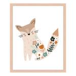 Quadro Flowery Fox Faggio massello / Vetro acrilico - Naturale - 43 x 53 cm