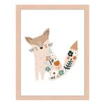 Quadro Flowery Fox Faggio massello / Vetro acrilico - Naturale - 33 x 43 cm