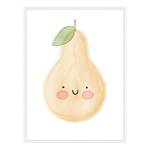 Quadro Hello Pear Faggio massello / Vetro acrilico - Bianco - 63 x 83 cm