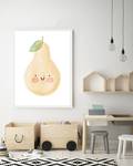 Quadro Hello Pear Faggio massello / Vetro acrilico - Bianco - 63 x 83 cm