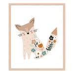 Quadro Flowery Fox Faggio massello / Vetro acrilico - Naturale - 53 x 63 cm