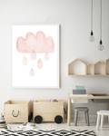 Quadro Sweet Rain Faggio massello / Vetro acrilico - Bianco - 63 x 83 cm