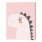 Impression sur toile My Dinosaur Pin massif / Lin - Rose - 60 x 80 cm