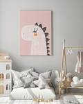 Impression sur toile My Dinosaur Pin massif / Lin - Rose - 60 x 80 cm