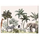 Impression sur toile Jungle Animals Pin massif / Lin - Beige - 60 x 80 cm