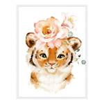 Bild Tiger Baby Collection Buche Massiv / Acrylglas - Weiß - 63 x 83 cm