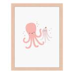 Quadro Octopus Family Faggio massello / Vetro acrilico - Naturale - 33 x 43 cm