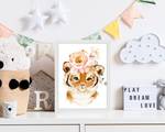 Quadro Tiger Baby Collection Faggio massello / Vetro acrilico - Bianco - 33 x 43 cm