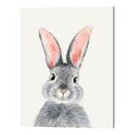 Impression sur toile Watercolor Rabbit Pin massif / Lin - Blanc - 60 x 80 cm