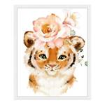 Bild Tiger Baby Collection Buche Massiv / Acrylglas - Weiß - 43 x 53 cm