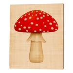 Leinwandbild Funghi Kiefer massiv / Leinen - Braun / Rot - 40 x 50 cm