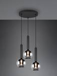 Suspension Clayton Verre fumé / Fer - Nb d'ampoules : 3