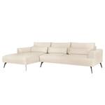 Ecksofa Colladas Webstoff Carde: Creme - Longchair davorstehend links