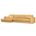 Ecksofa Mediona Webstoff Carde: Gold - Breite: 344 cm - Longchair davorstehend links