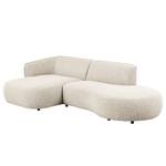 Ecksofa Betano mit Chaiselongue Strukturstoff Oana: Beige - Longchair davorstehend links / Ottomane rechts