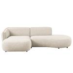 Ecksofa Betano mit Chaiselongue Strukturstoff Oana: Beige - Longchair davorstehend links / Ottomane rechts