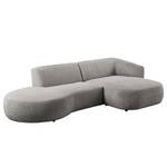 Ecksofa Betano mit Chaiselongue Bouclé Stoff Anouk: Graphit - Longchair davorstehend rechts / Ottomane links