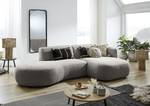 Ecksofa Betano mit Chaiselongue Bouclé Stoff Anouk: Graphit - Longchair davorstehend rechts / Ottomane links