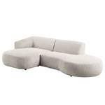 Ecksofa Betano mit Chaiselongue Bouclé Stoff Anouk: Hellgrau - Longchair davorstehend links / Ottomane rechts