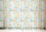 Rideaux Hawaii B - Lot de 2 Polyester - Blanc / Bleu / Jaune - Hauteur : 210 cm