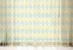 Rideaux Abstrakt G - Lot de 2 Polyester - Bleu layette / Jaune pastel - Hauteur : 210 cm