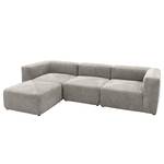 Ecksofa Finbo 3-Sitzer mit Longchair Ausrichtung universal - Webstoff Floricia: Grau