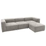 Ecksofa Finbo 3-Sitzer mit Longchair Ausrichtung universal - Webstoff Floricia: Grau