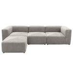 Ecksofa Finbo 3-Sitzer mit Longchair Ausrichtung universal - Webstoff Floricia: Grau