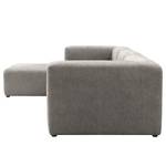 Ecksofa Finbo 3-Sitzer mit Longchair Ausrichtung universal - Webstoff Floricia: Grau