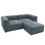 Ecksofa Finbo 2-Sitzer mit Longchair Ausrichtung universal - Webstoff Floricia: Blaugrau