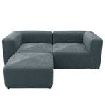 Ecksofa Finbo 2-Sitzer mit Longchair Ausrichtung universal - Webstoff Floricia: Blaugrau