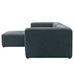 Ecksofa Finbo 2-Sitzer mit Longchair Ausrichtung universal - Webstoff Floricia: Blaugrau