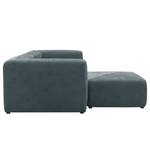 Ecksofa Finbo 2-Sitzer mit Longchair Ausrichtung universal - Webstoff Floricia: Blaugrau