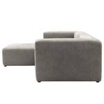 Ecksofa Finbo 2-Sitzer mit Longchair Ausrichtung universal - Webstoff Floricia: Grau