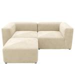 Ecksofa Finbo 2-Sitzer mit Longchair Ausrichtung universal - Webstoff Floricia: Beige