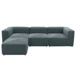 Ecksofa Finbo 3-Sitzer mit Longchair Ausrichtung universal - Webstoff Floricia: Blaugrau