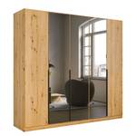 Armoire à portes battantes Skyla B Miroir gris - Imitation chêne Artisan - Largeur : 226 cm